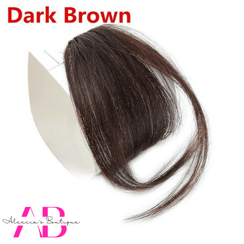 Human Hair Dark Brown Air Bangs with Side Fringe Clip