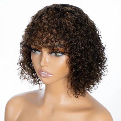 Shoulder Length Curly Wig W/Bangs