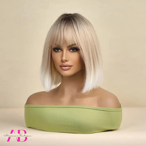 Bob Wig Ombre Blonde with Bangs