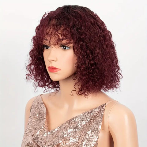 Shoulder Length Curly Wig W/Bangs