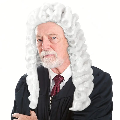Long White Judge/Lawyer Curly Wig