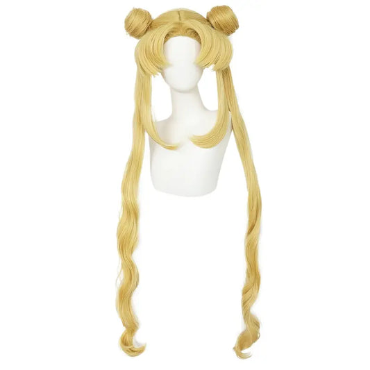 Cute & Curly Long Golden Blonde Ponytail Wig with Buns