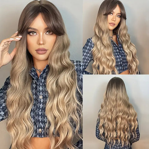 Long Curly Ombre Wig w/bangs