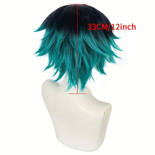 Ombre Green Short Spiky Wig