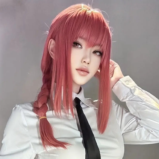 Faded Red Braided Wig with Bangs