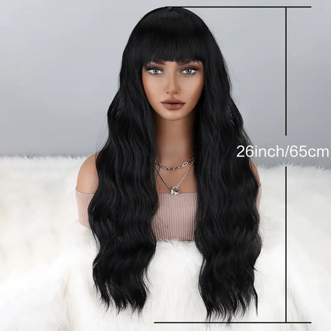 Long Curly Wave Wig w/bangs 65cm