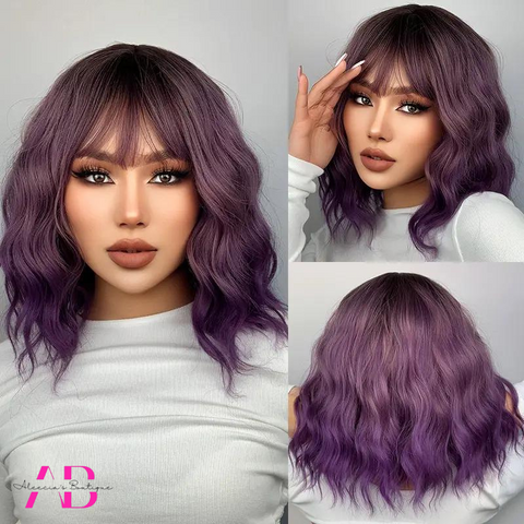 Bob Wig Platinum Ombre Blonde with Bangs 37cm