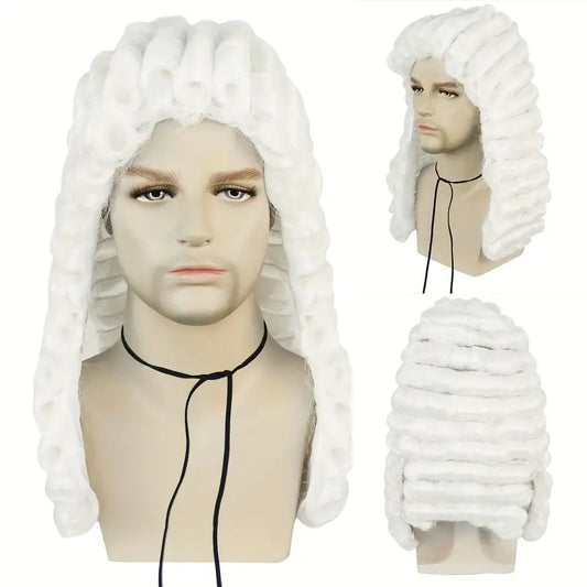 Long White Judge/Lawyer Curly Wig