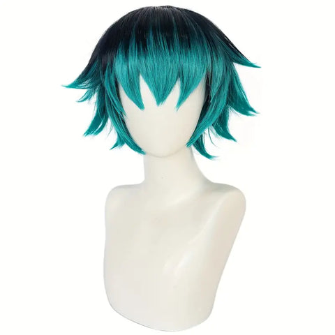Ombre Green Short Spiky Wig