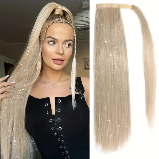 Long Tinsel Clip in Wrap Around Ponytail Extension