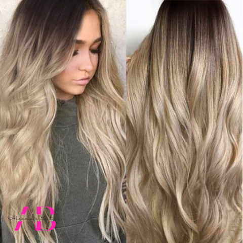 Blonde Ombre Curly Long Layered Wig