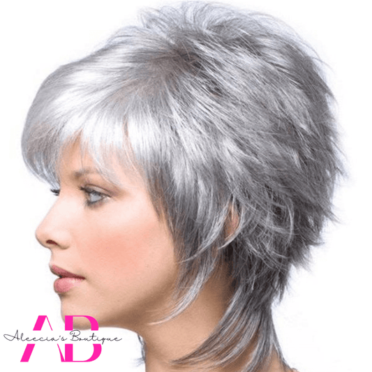 Silver Gray Bob Cut Curly Wig