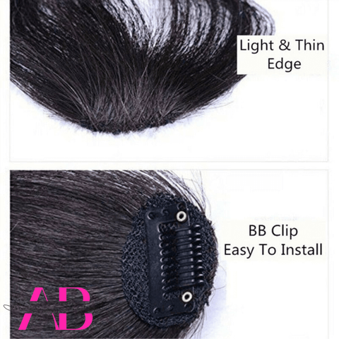 Human Hair Medium Brown Air Bangs with Side Fringe Clip