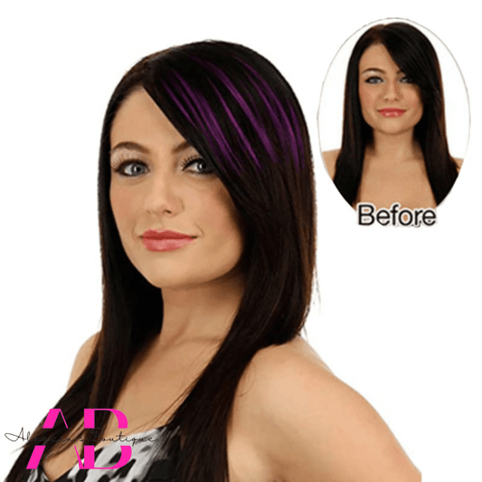 Human Hair Purple Air Bangs with Side Fringe Clip