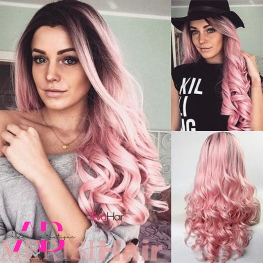 Pink Ombre Wave Curly Long