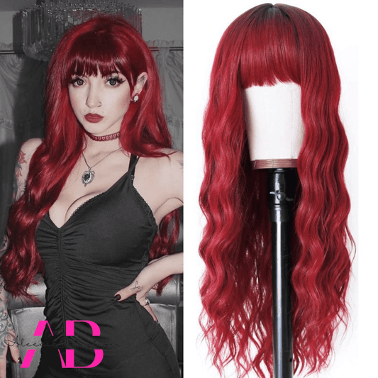 Red Gentle Curly Long Wig