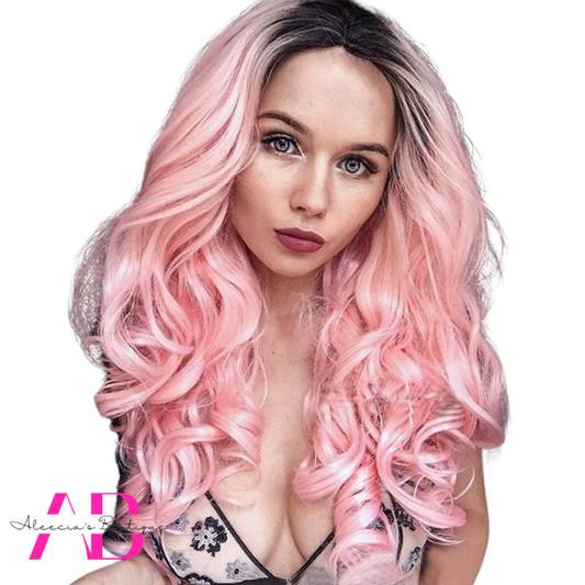 Pink & Black Ombre Wave Curly
