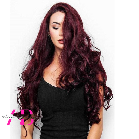 Red Natural Looking Curly Wave Long  Wig