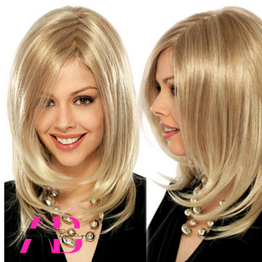 Blonde Layer Cut Mid Length Straight Wig