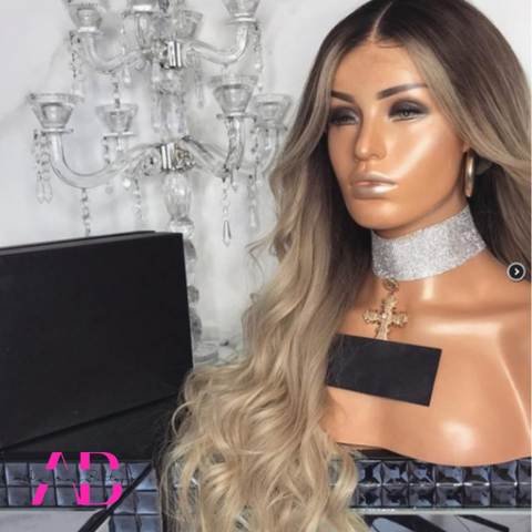 Blonde Ombre Curly Long Layered Wig
