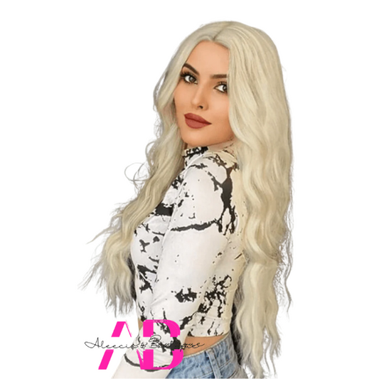 Pale Blonde Wave Long Curly Wig